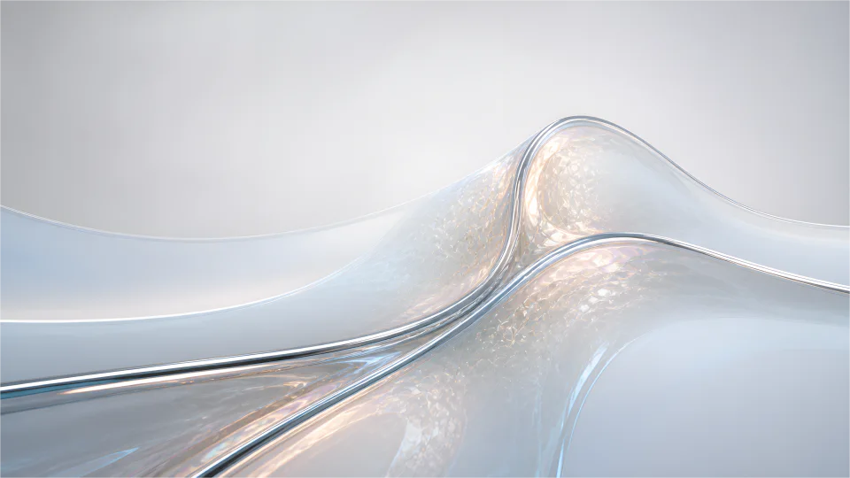 A quiet pearl-and-silver pressure crest crosses an open light field.