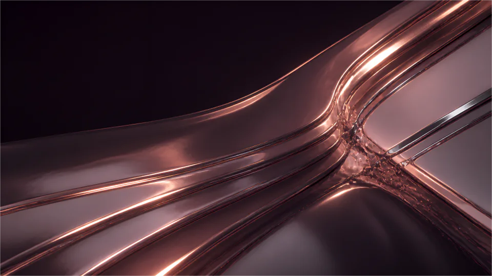 Broad smoky rose-gold terraces meet at one compact fracture.