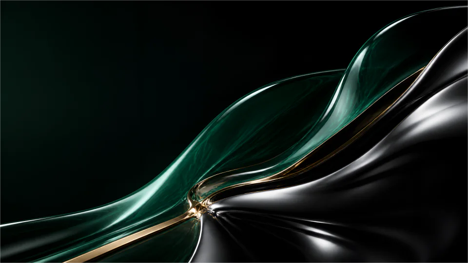 Emerald optical resin and obsidian chrome share a sparse brass seam.